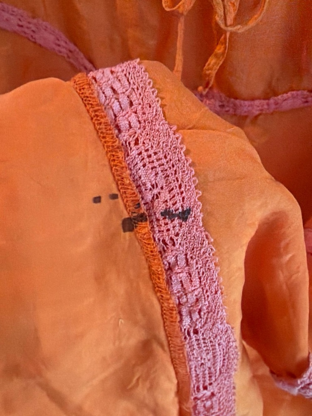 Orange Tiered Midi Skirt with Pink Trim - Picture 4 of 5